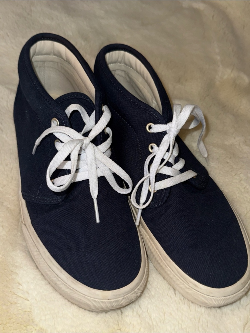 Polo by Ralph Lauren Navy Canvas Low-Top Sneakers with White Laces